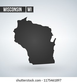 Wisconsin State vector map silhouette isolated on white background. High detailed illustration. United state of America country.