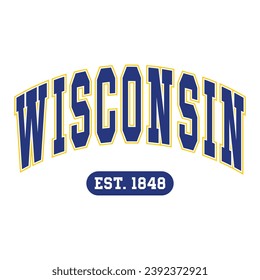 Wisconsin typography design vector, usa state shirt design vector. Jersey design vector, T-shirt design for usa 