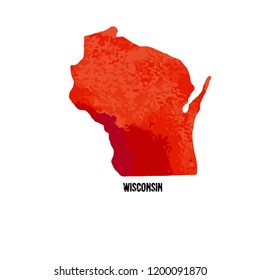 Wisconsin. United States Of America. Vector illustration. Watercolor texture. 