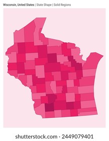 Wisconsin, United States. Simple vector map. State shape. Solid Regions style. Border of Wisconsin. Vector illustration.