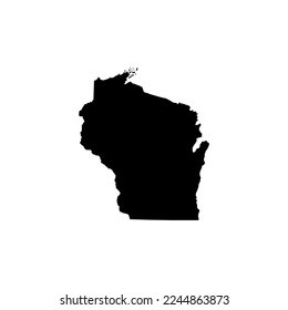 Wisconsin US Blank Map Vector Template Black Solid Color and Outline Isolated on White Background. easy to edit