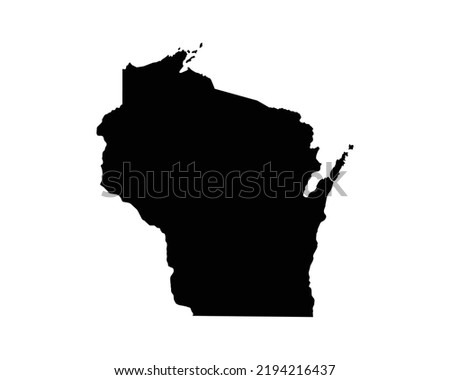 Wisconsin US Map. WI USA State Map. Black and White Wisconsinite State Border Boundary Line Outline Geography Territory Shape Vector Illustration EPS Clipart
