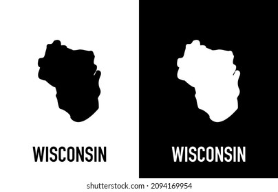 Wisconsin - U.S. state. Contour line in white and black color on two face background. Map of The United States of America. Vector illustration.