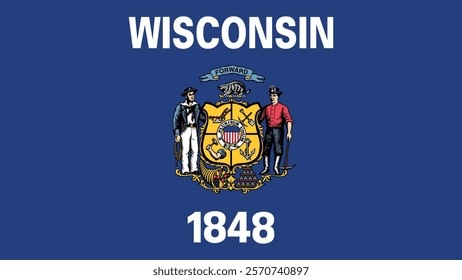 Wisconsin US State Flag Vector Illustration