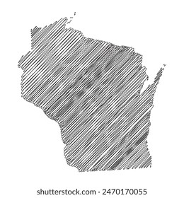 Wisconsin US state thread map line vector illustration