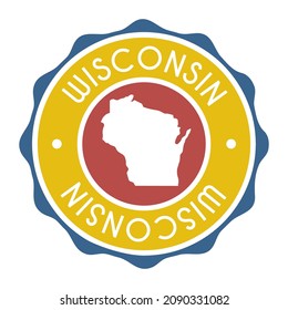 Wisconsin, Señal del vector de sellos del mapa de la marca de los Estados Unidos. Etiqueta de icono de diseño de marca de país de símbolo nacional. 