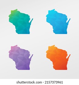 Wisconsin, USA Low Poly Map Clip Art Design. Geometric Polygon Graphic National Icon. Vector Illustration Symbol.
