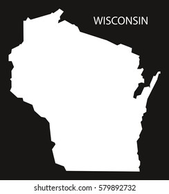 Wisconsin USA Map black inverted silhouette