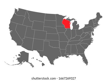 wisconsin vector map. High detailed illustration. United state of America country