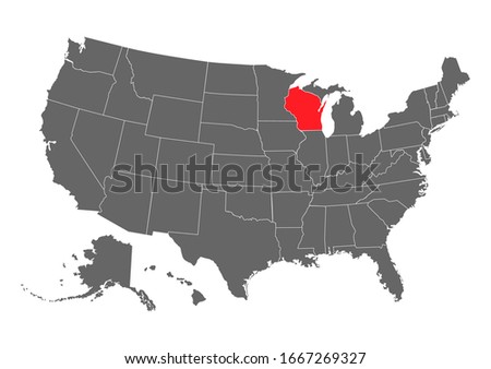 wisconsin vector map. High detailed illustration. United state of America country