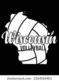 Wisconsin Volleyball Retro Script Design.