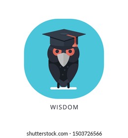 Wisdom concept with owl in graduation cap