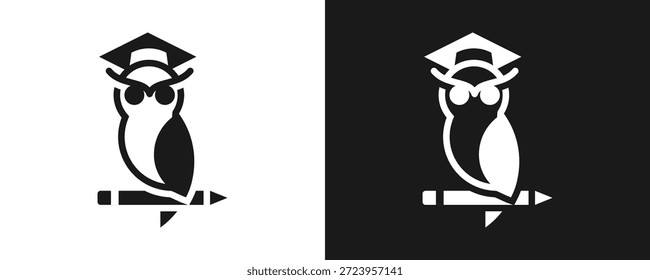 Icono De La Sabiduría Fijado Glifo En Fondo Blanco Y Negro