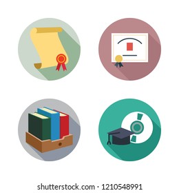 wisdom icon set. vector set about diploma, books and mortarboard icons set.