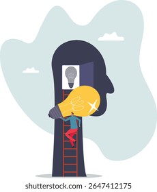 Sabedoria, conhecimento ou criatividade para resolver problema, inteligência, literatura ou educação para o sucesso em work.character for design.