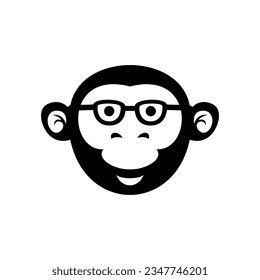 wisdom monkey head silhouette design. primate animal sign and symbol.