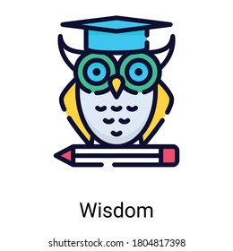 wisdom, owl color line icon isolated on white background