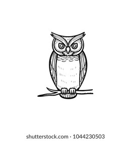 Wisdom owl hand drawn outline doodle icon. Owl bird symbolizing wisdom vector sketch illustration for print, web, mobile and infographics isolated on white background.
