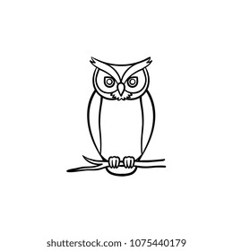 Wisdom owl hand drawn outline doodle icon. Owl bird symbolizing wisdom vector sketch illustration for print, web, mobile and infographics isolated on white background.