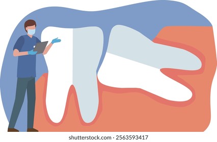 Wisdom teeth and dentist illustration