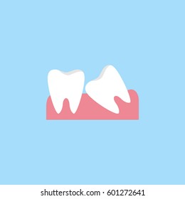 Wisdom Teeth Flat  Icon, Dental And Medicine, Vector Graphics, A Colorful Solid Pattern On A Blue Background, Eps 10.