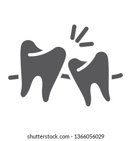 Wisdom teeth glyph icon, dentistry and dental, unhealthy teeth sign, vector graphics, a solid pattern on a white background, eps 10.