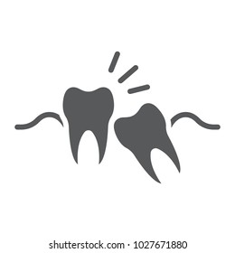 Wisdom teeth glyph icon, stomatology and dental, impacted tooth sign vector graphics, a solid pattern on a white background, eps 10.