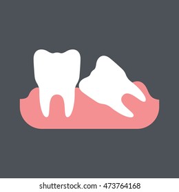 Wisdom Teeth Icon In Flat Style