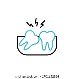 Wisdom Teeth Icon Vector Illustration Two Color Line Style Design. Isolated On White Background