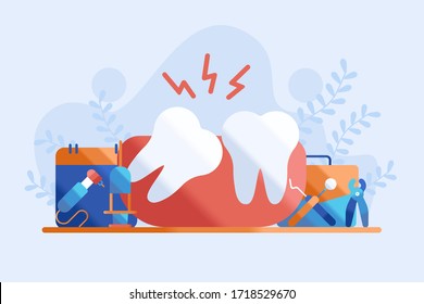 wisdom teeth illustration flat. dental care concept vector