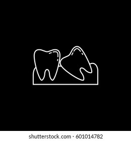 Wisdom teeth line icon, Dental and medicine, vector graphics, a linear pattern on a black background, eps 10.