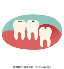 Wisdom teeth single 4 cute on a white background, vector illustration.