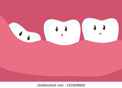 A wisdom tooth appeared in his mouth. Vector illustration.