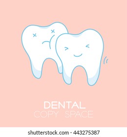 Wisdom tooth cartoon illustration isolated on pastel baby pink color background with dental copy space