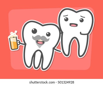 Wisdom tooth causes pain concept. Toothache. Dental vector illustration