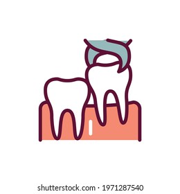 Wisdom tooth extraction color line icon. Isolated vector element. Outline pictogram for web page, mobile app, promo