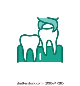 Wisdom tooth extraction color line icon. Isolated vector element. Outline pictogram for web page, mobile app, promo