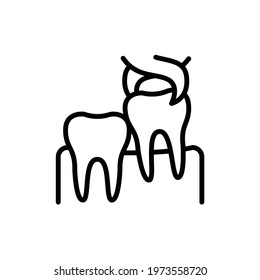 Wisdom tooth extraction line icon. Isolated vector element.