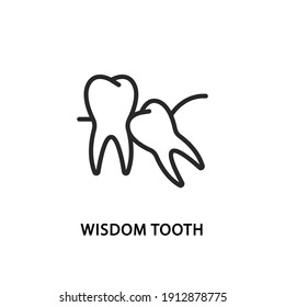 Wisdom tooth flat line icon. Vector illustration stomatology clinic symbol