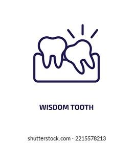 wisdom tooth icon from dentist collection. Thin linear wisdom tooth, care, health outline icon isolated on white background. Line vector wisdom tooth sign, symbol for web and mobile