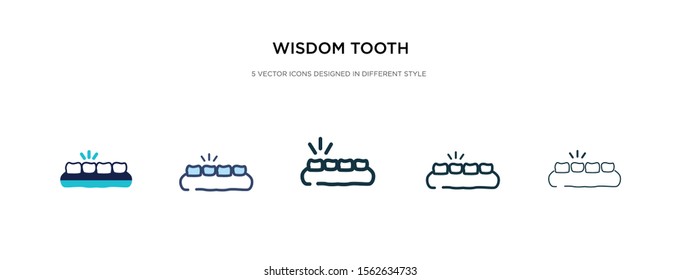 wisdom tooth icon in different style vector illustration. two colored and black wisdom tooth vector icons designed in filled, outline, line and stroke style can be used for web, mobile, ui