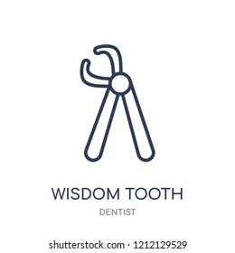 Wisdom tooth icon. Wisdom tooth linear symbol design from Dentist collection. Simple outline element vector illustration on white background.