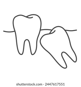 Wisdom tooth icon outline. Crooked teeth linear icon.