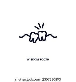 wisdom tooth icon. Thin line wisdom tooth icon from dental health collection. Editable wisdom tooth symbol can be used web and mobile