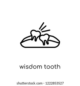 Wisdom tooth icon. Trendy modern flat linear vector Wisdom tooth icon on white background from thin line Dentist collection, editable outline stroke vector illustration