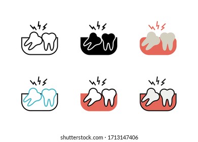 wisdom tooth icon vector illustration with different style design. isolated on white background