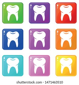 Wisdom tooth icons set 9 color collection isolated on white for any design