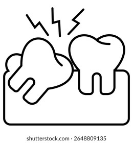 Wisdom Tooth outline icon isolated on white 