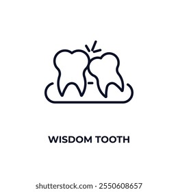 wisdom tooth outline icon. Linear vector from dentist concept. Thin line wisdom tooth icon isolated on white background