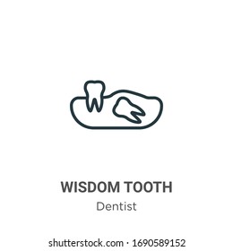 Wisdom tooth outline vector icon. Thin line black wisdom tooth icon, flat vector simple element illustration from editable dentist concept isolated stroke on white background